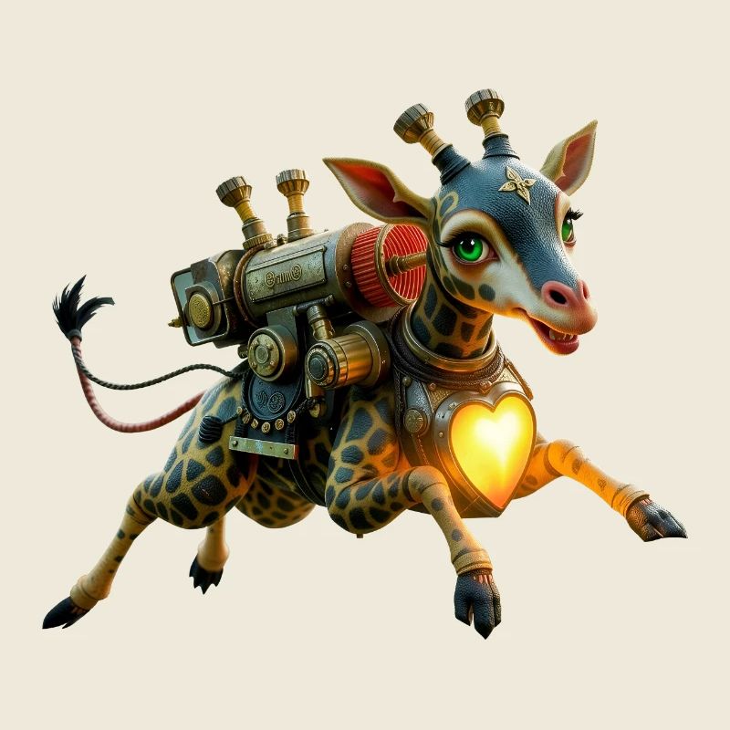 Steampunk-Giraffen-Beleuchtetes Herz
