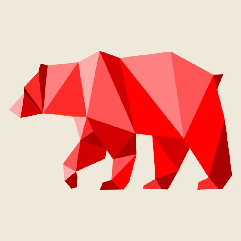 Roter Lowpoly-Bär