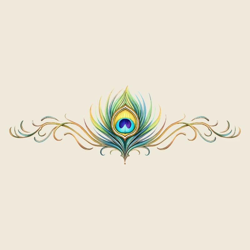 Peacock Feather Ornament Boho Symmetrical