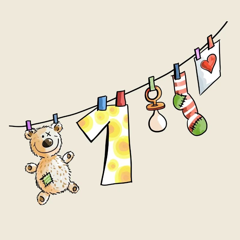 Babys erster Geburtstag Wäscheleine - Eins - Kind