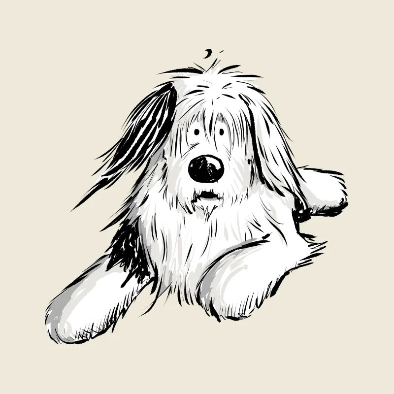 Felliger Bobtail I Beraded Collie Hund I Geschenk