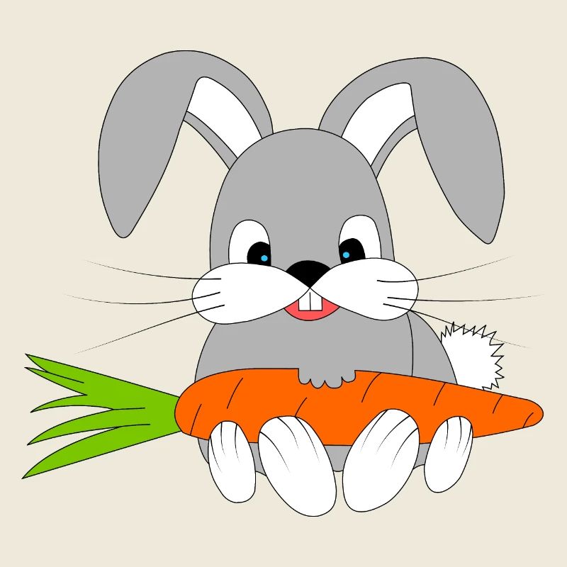Fröhlicher Hase mit der Möhre