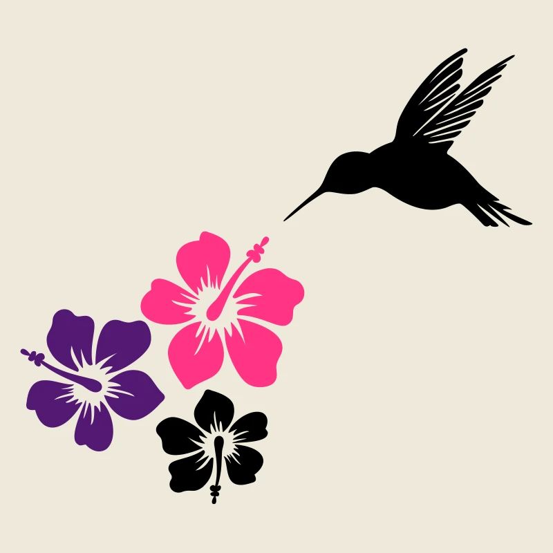 Colibri avec des fleurs d'hibiscus