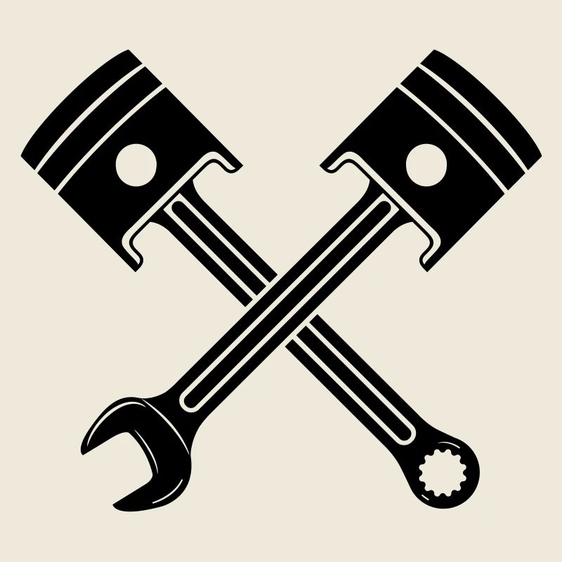 Engine piston key crossed