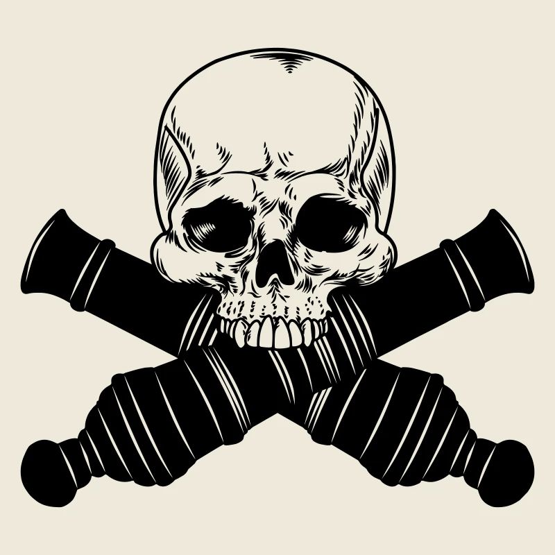 Skull with two cannons