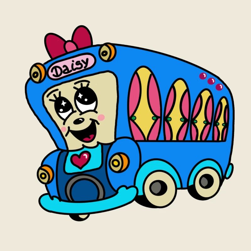 Bunter Bus mit Surfboards