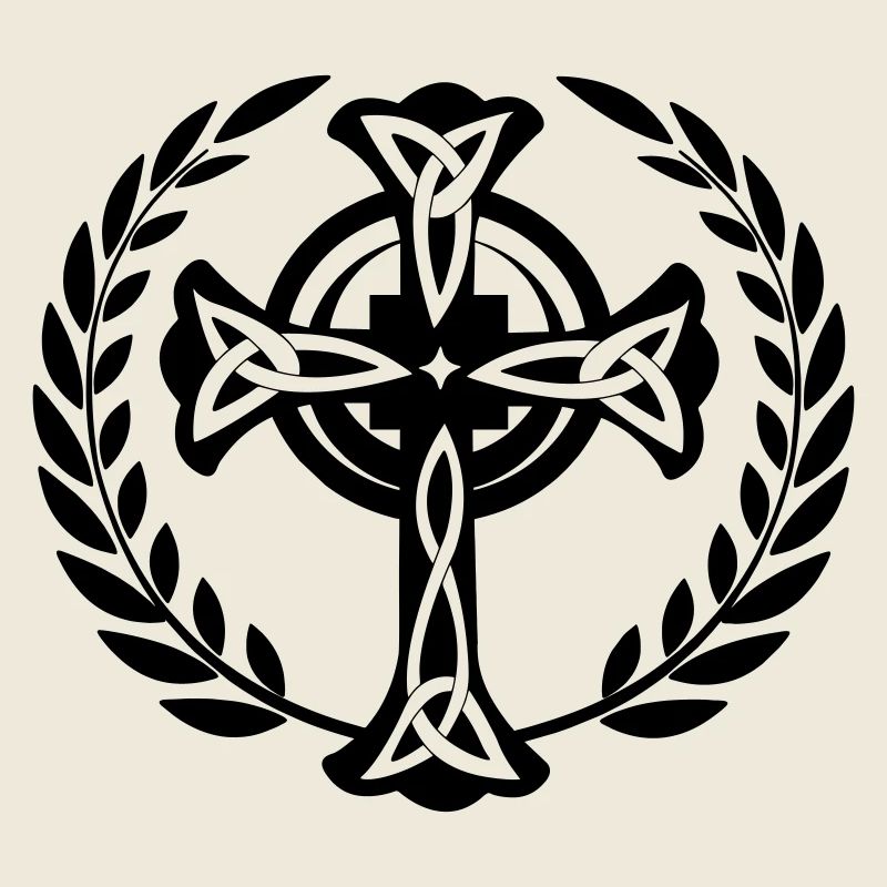 Couronne de laurier croix celtique