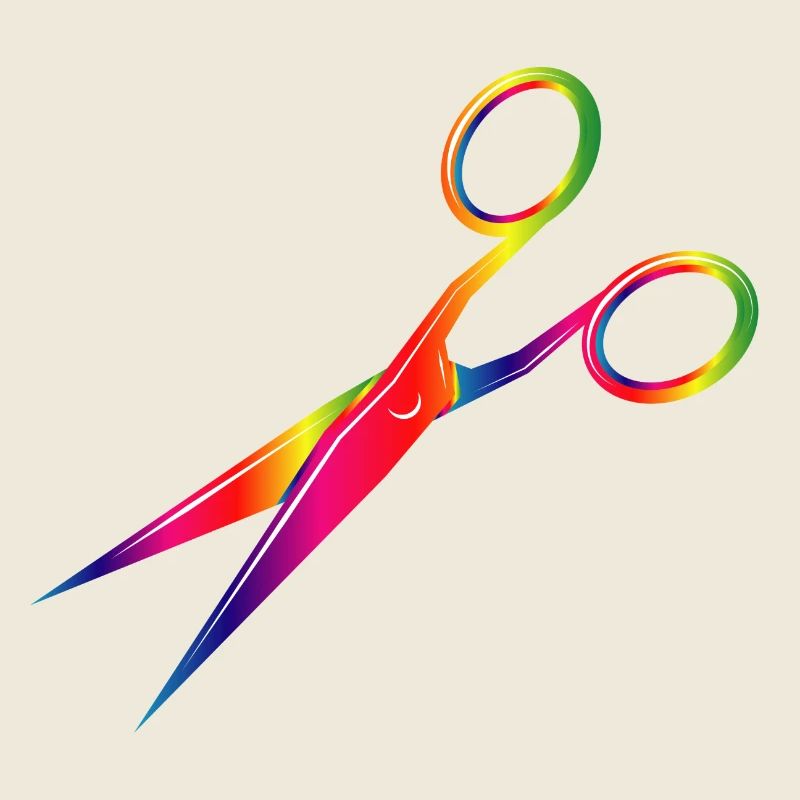 bunte Schere in Regenbogen Farben