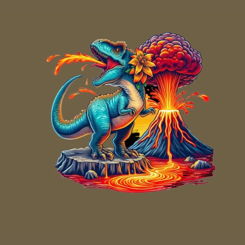 Dino Vulkaneruption mit Blume