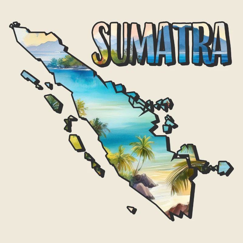 Watercolor Map of Sumatra