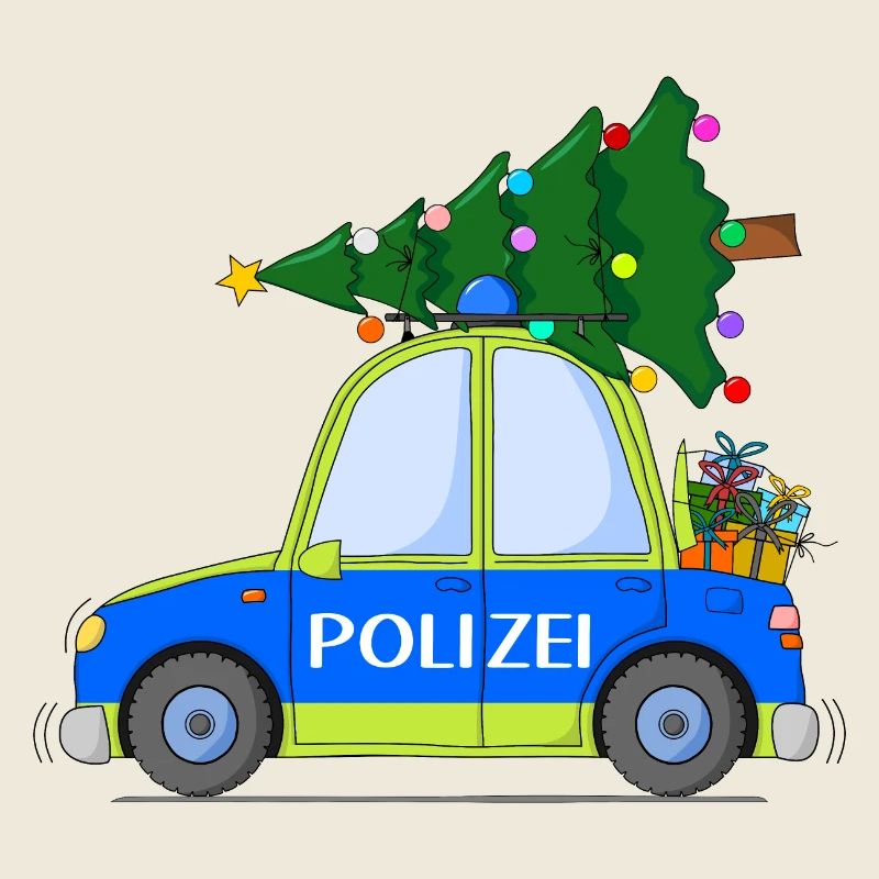 Police Car Christmas Blue Yellow