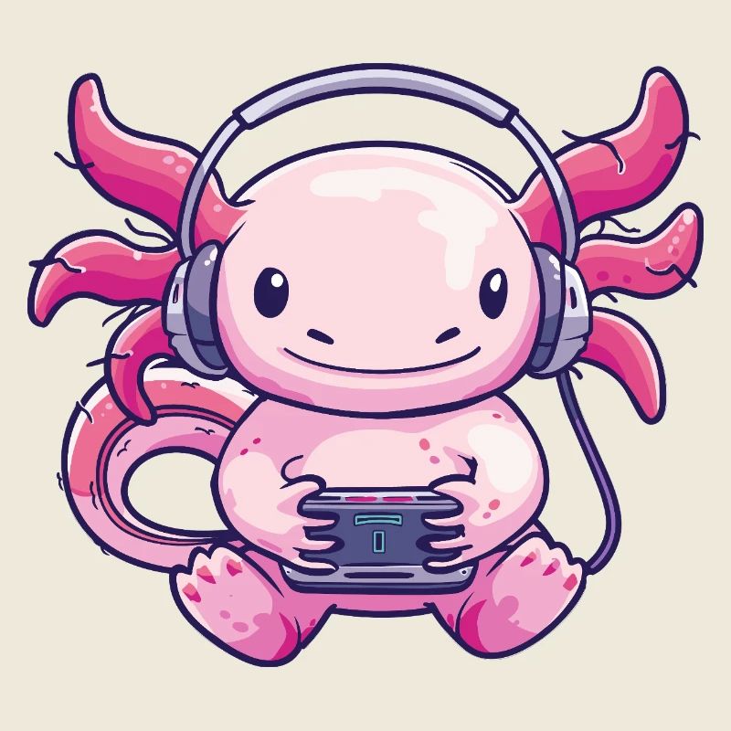 Mignon axolotl avec casque