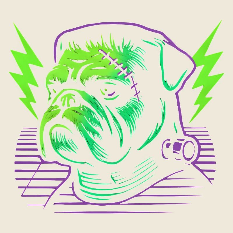 Bulldogge Neon Nähstich