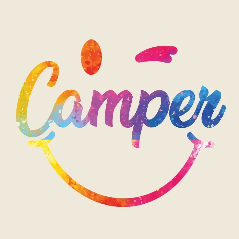Logo smiley coloré du campeur