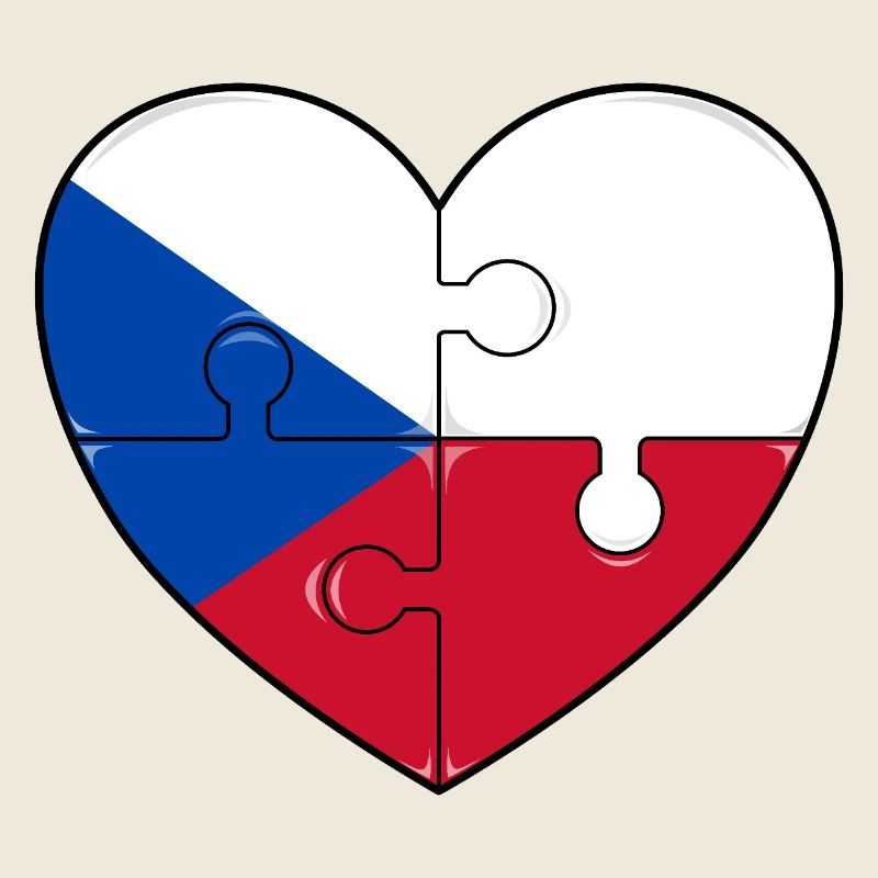 République tchèque Pologne drapeau puzzle coeur