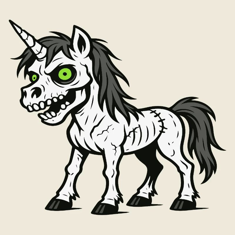 Zombie Unicorn Cartoon Horror Creature