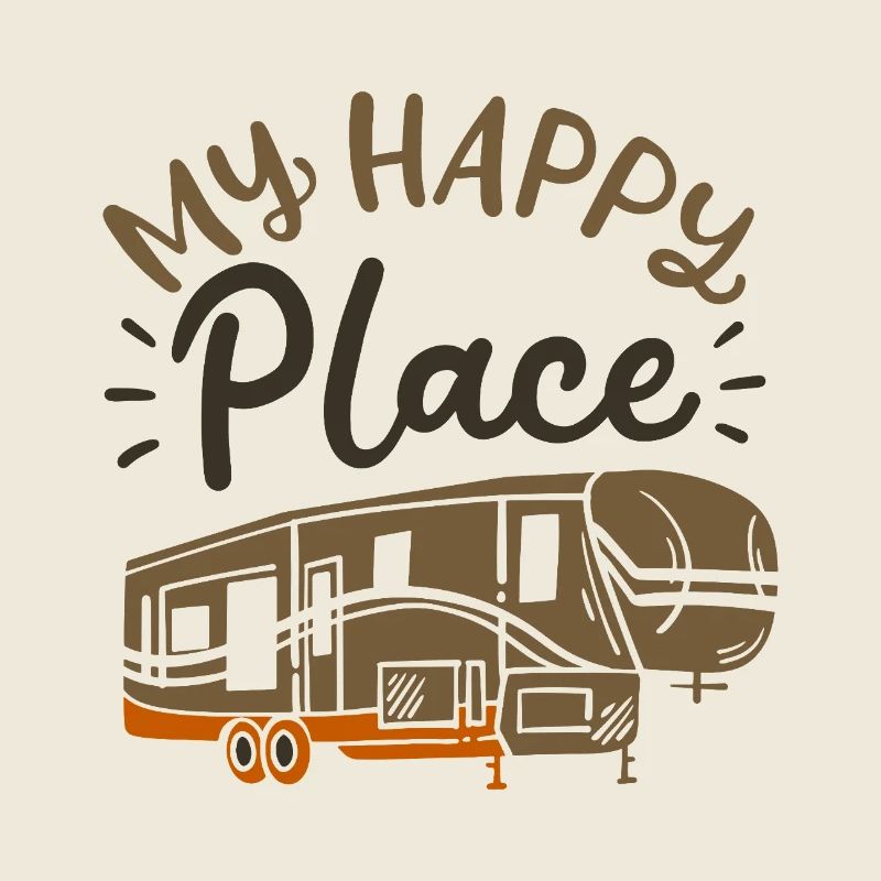 My Happy Place RV Camper Grunge Design
