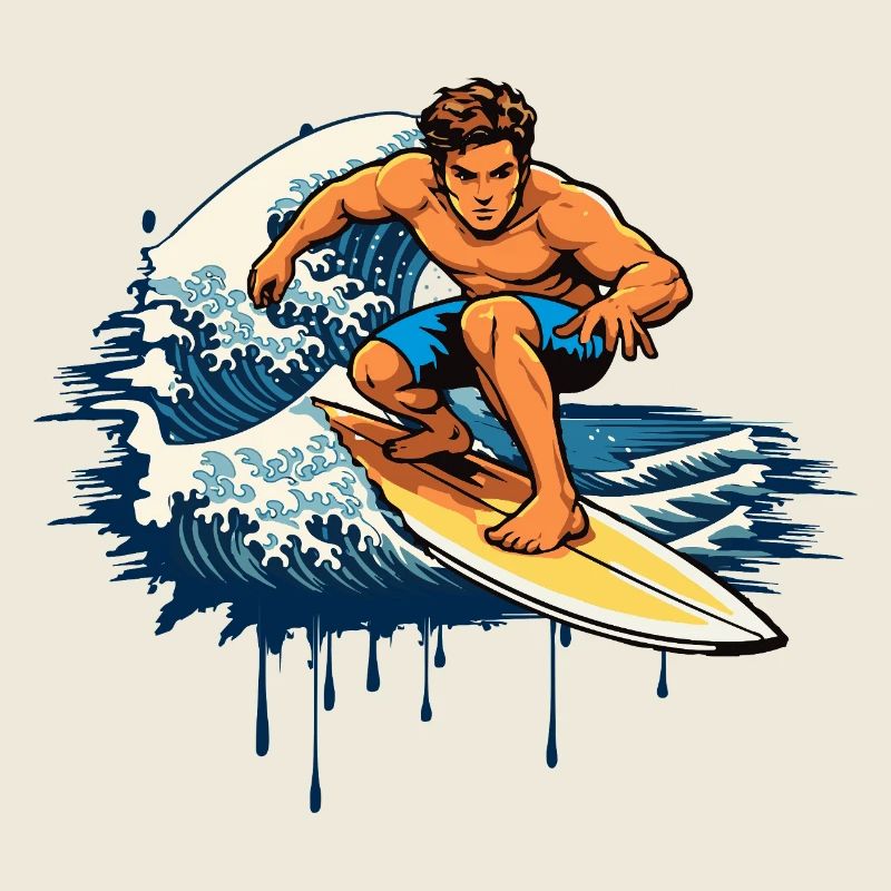 Dynamische Graffiti Illustration  eines Surfers