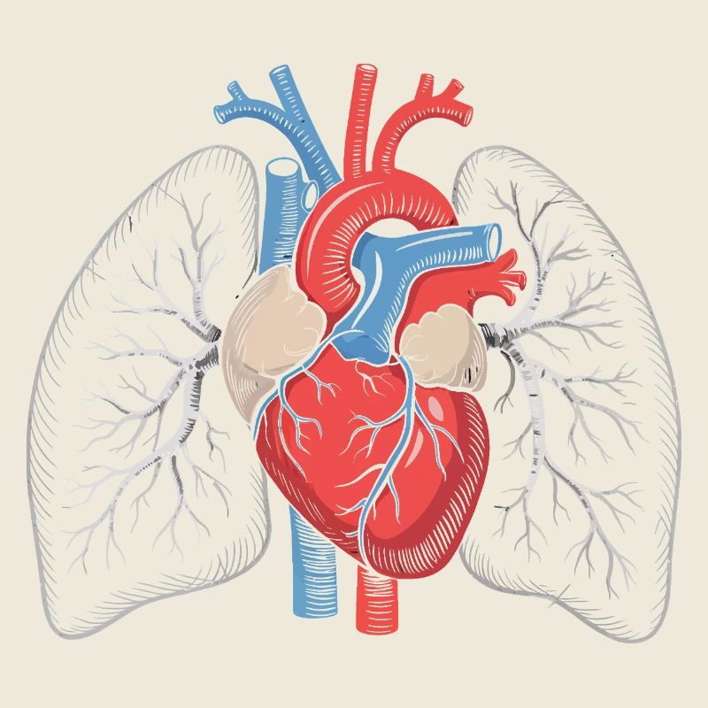 Estampe d’anatomie Cœur-Poumon