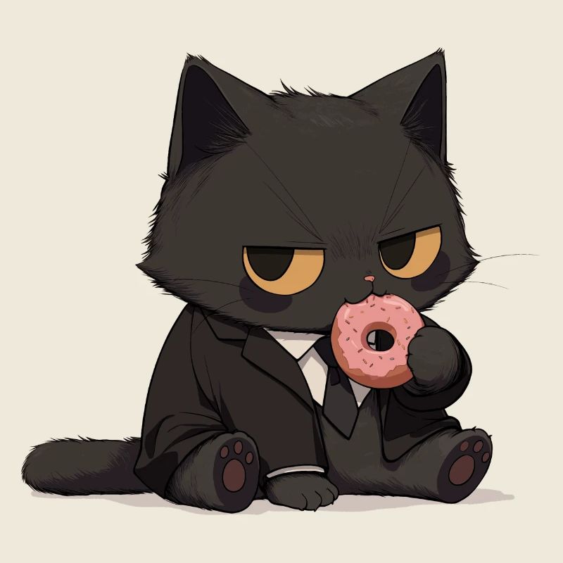 Chat en costume avec un beignet