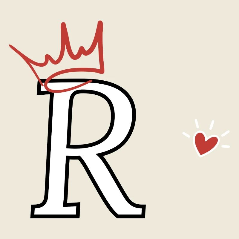Letter r crown heart