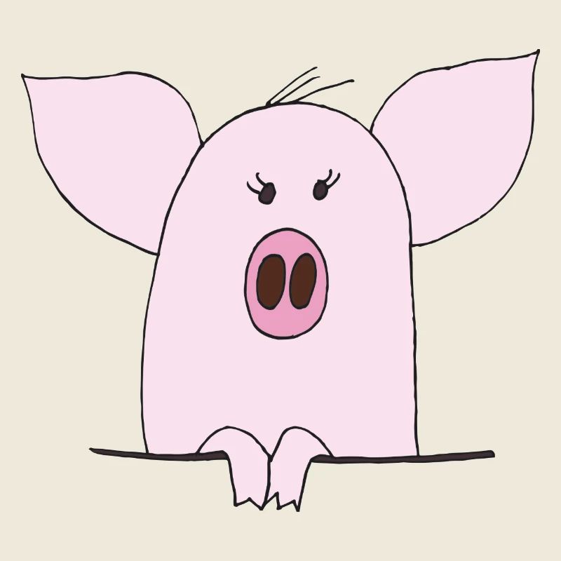 Dessin animé du cochon rose câlin