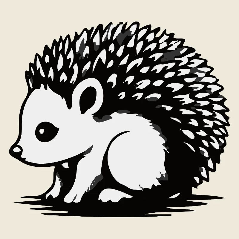 Monochrome Hedgehog Silhouette