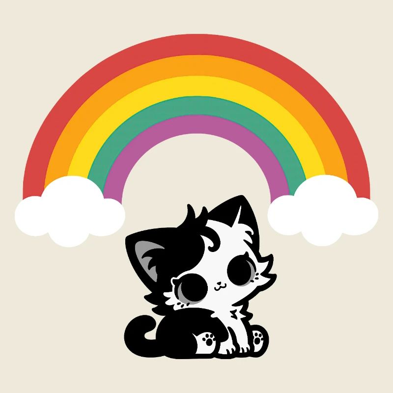 Goth Cat sous le motif arc-en-ciel