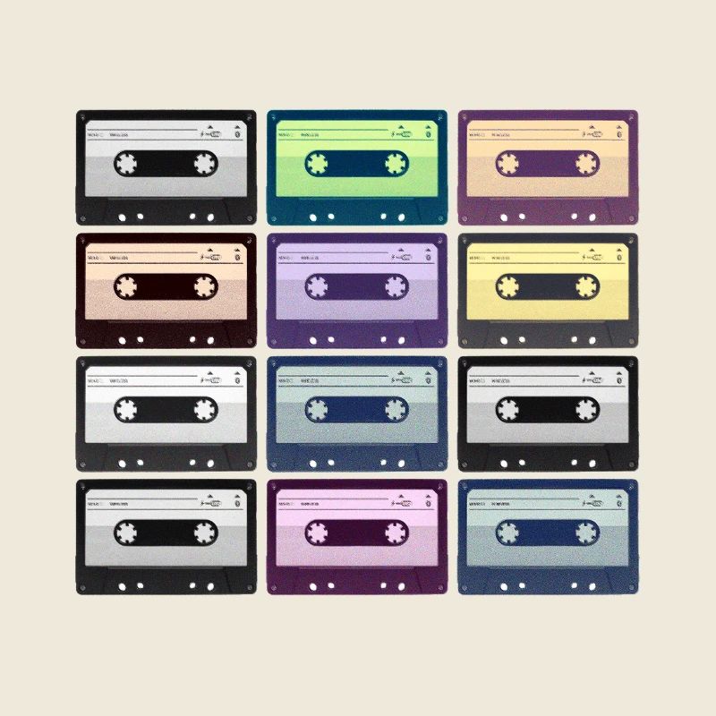 Retro-farbige Kassetten
