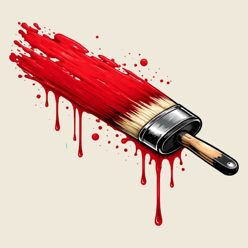 Pinsel mit roter Farbe im Graffiti Stil 