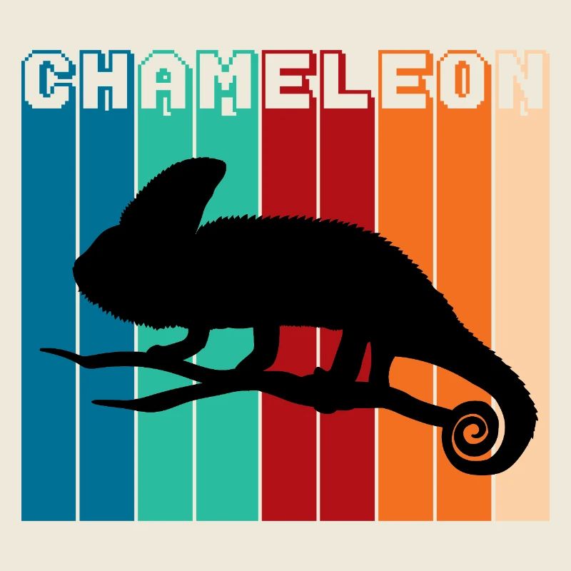 Silhouette Caméléon rétro Motif vintage de reptiles