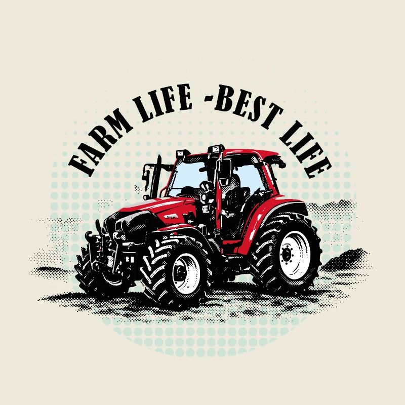 Farm Vibes – Red Tractor Retro Halftone