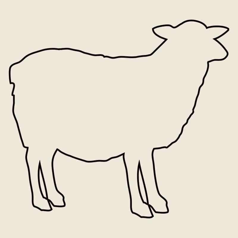 Sheep Silhouette Contour Design