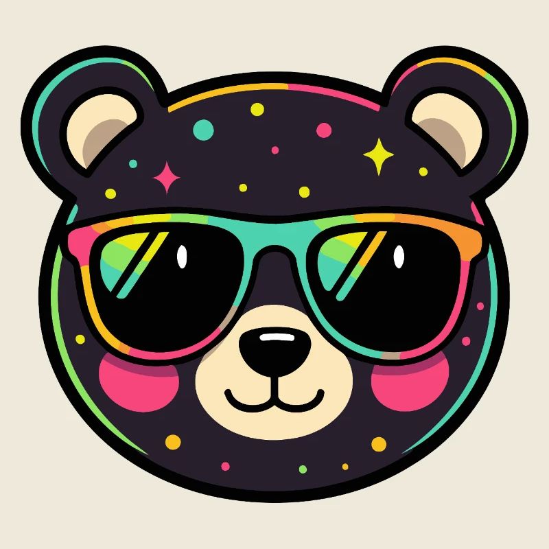 Polychrome Neon Panda with Glasses