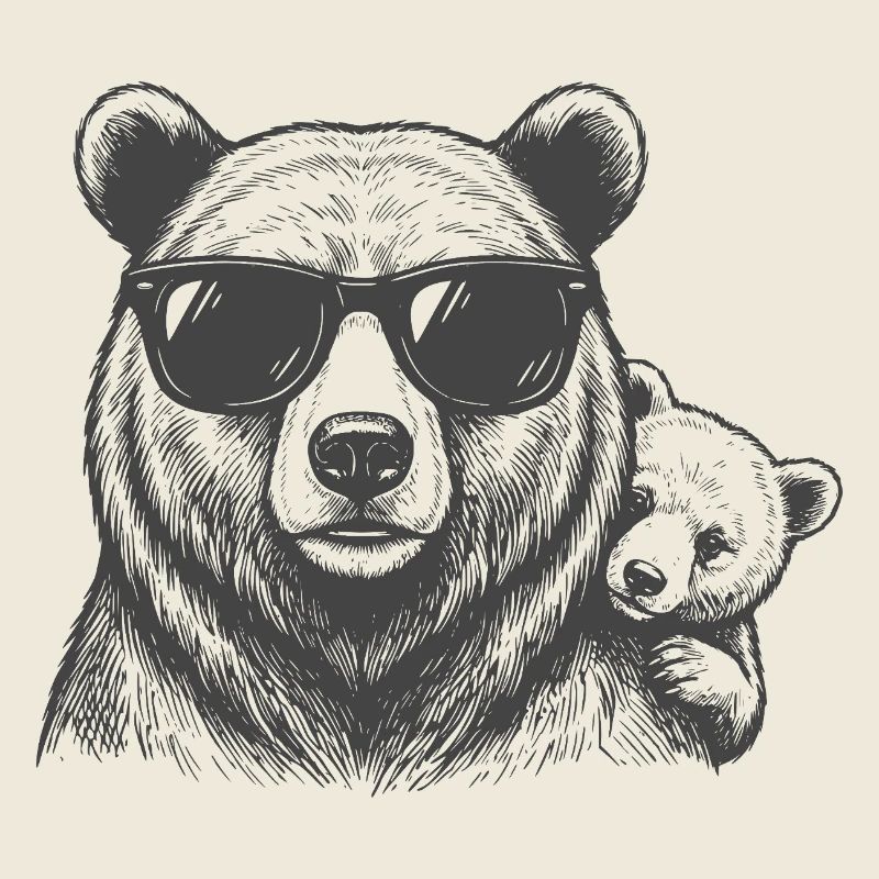 Le père de l’ours avec le bébé