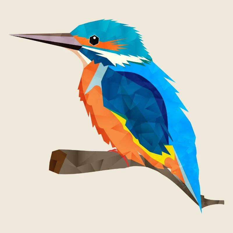 multi-faceted kingfisher with bright plumage