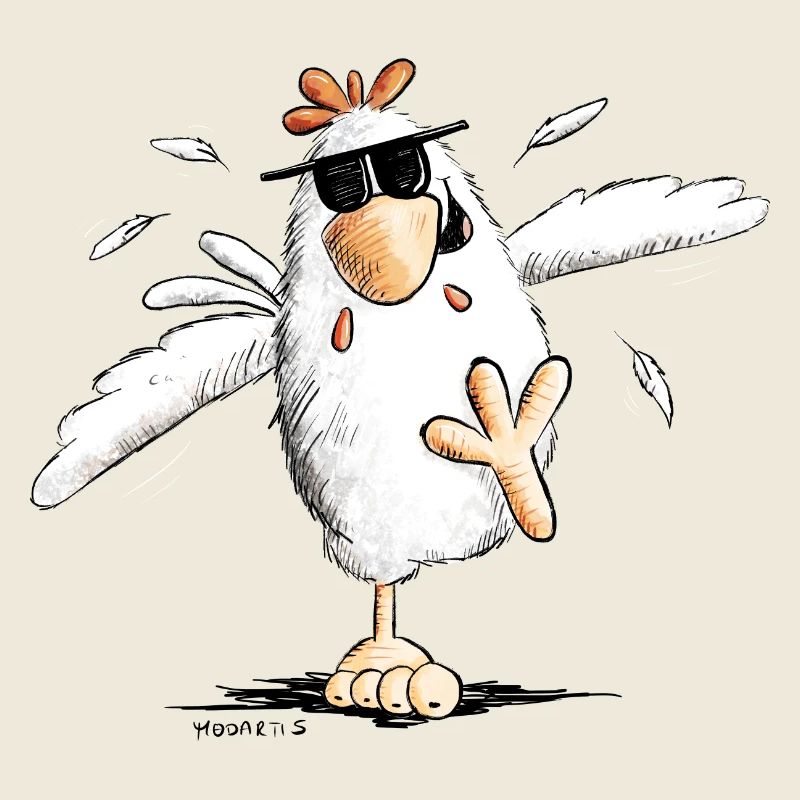 Cooles Rennendes Huhn Mit Sonnenbrille