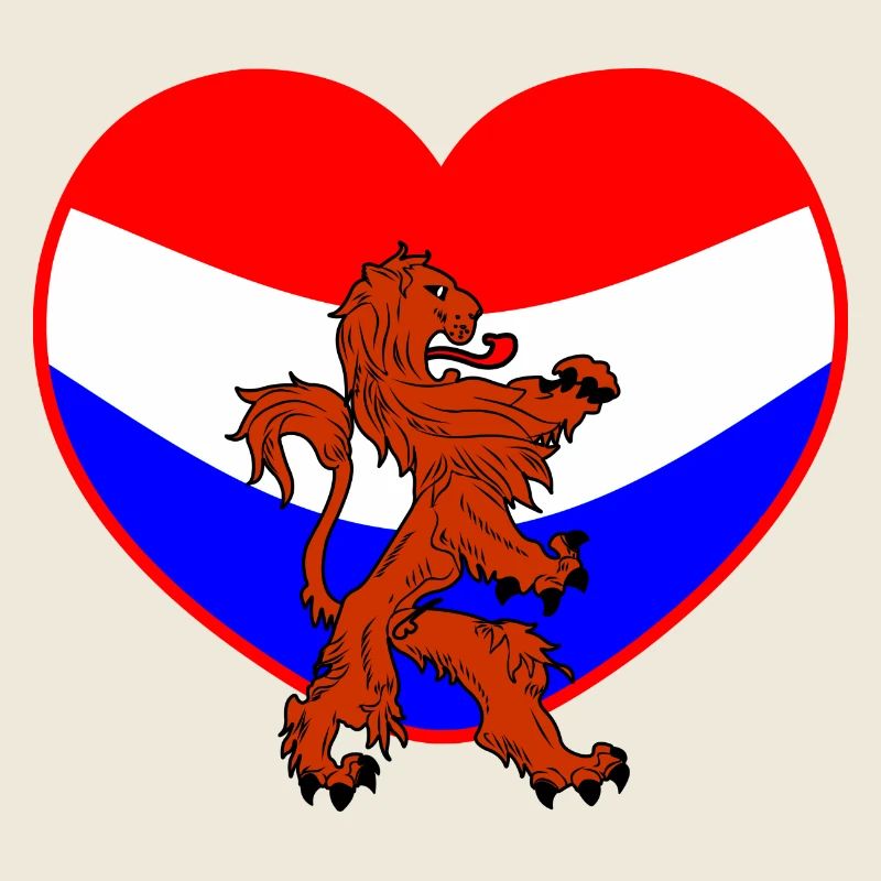 Dutch lion with heart red white blue