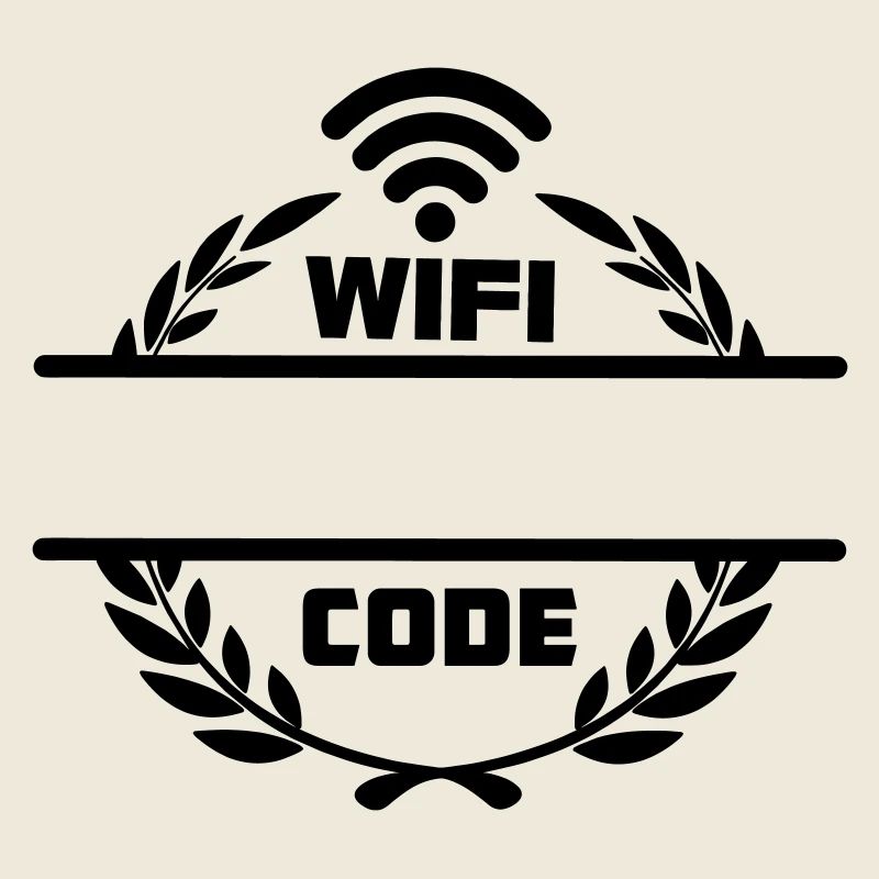 Wifi code in laurel wreath with blank text bar