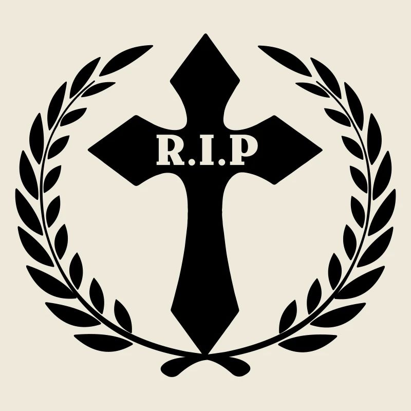 Cross in laurel wreath RIP