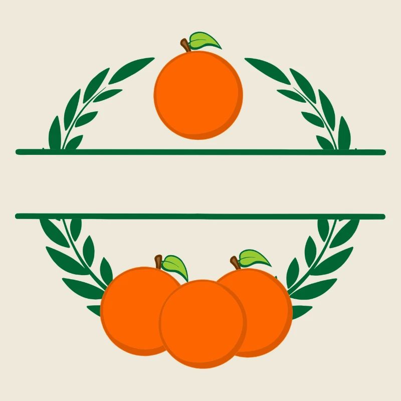 Orange dans une couronne de laurier avec des oranges orange