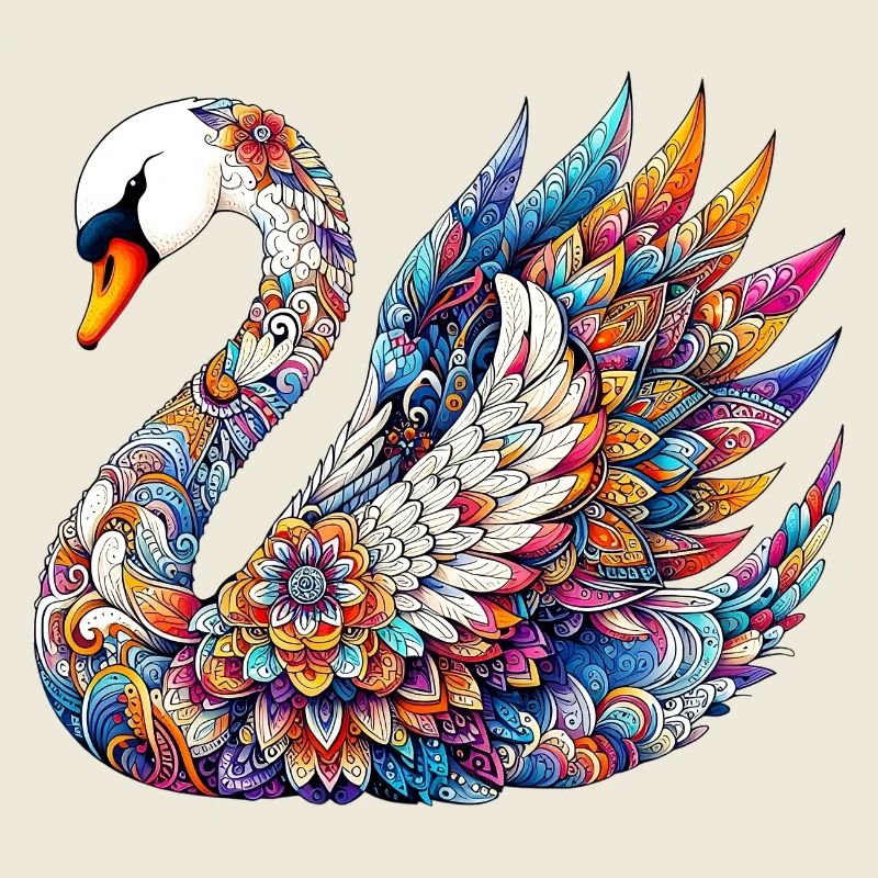 Schwan mit Mandalas verziert