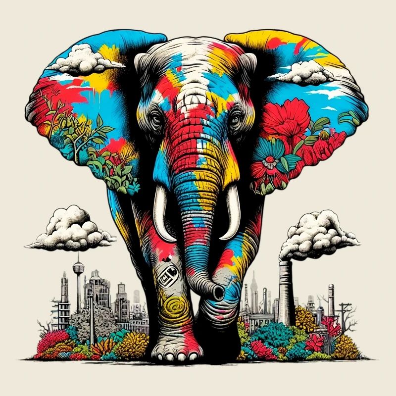 Elefant im Stadtbild der Metropole City