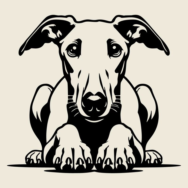 Tête de whippet avec pattes