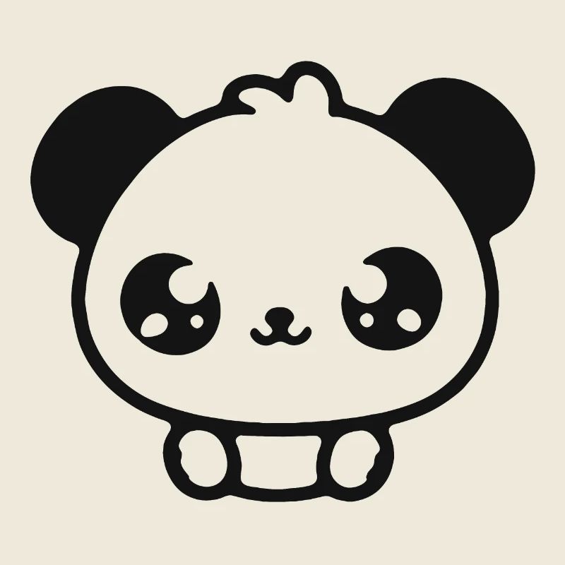 Cuddly Panda Head Illustration