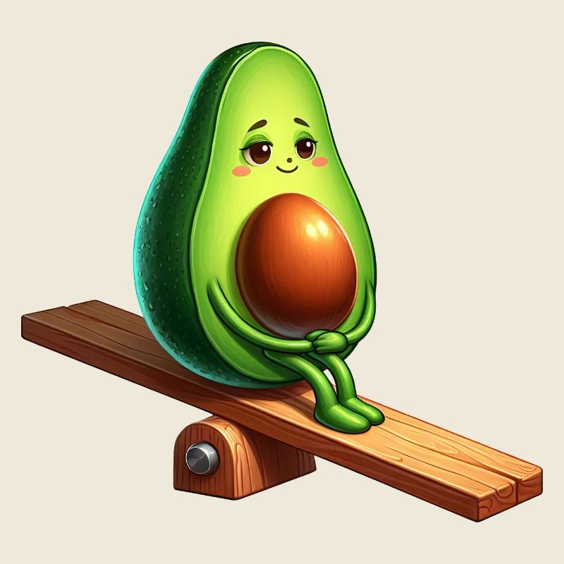 Avocat mignon balançoire terrain de jeu bande dessinée végétalien