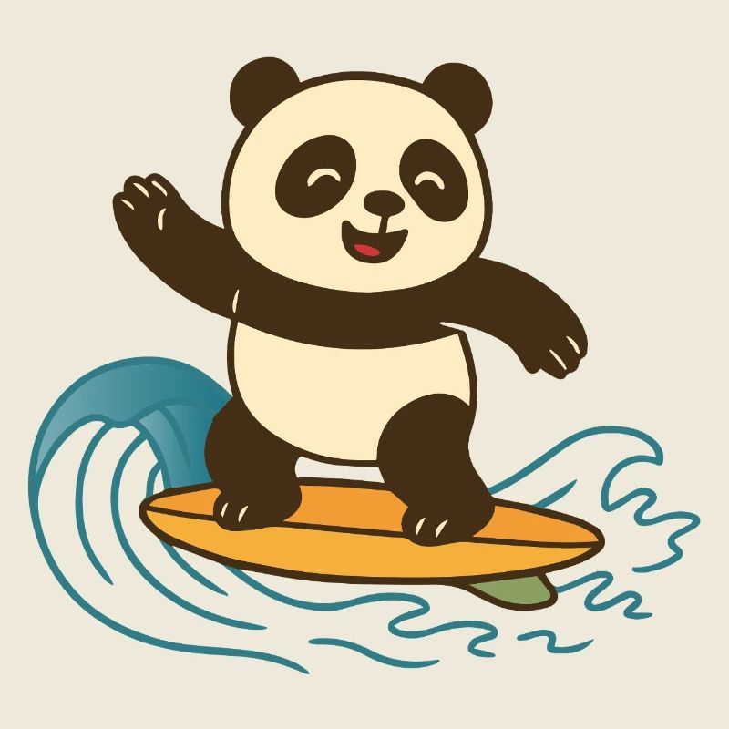 Panda Surf heureux - Illustration d’été