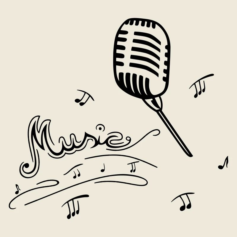 Retro Mikrofon mit Musiknoten