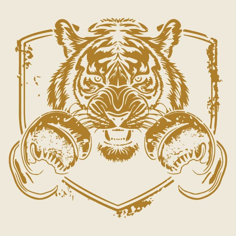 Kriegerischer Tiger mit Schild