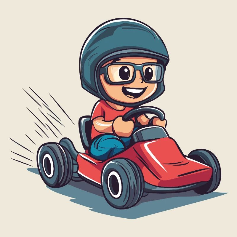 Kartfahrer mit Helm und Brille